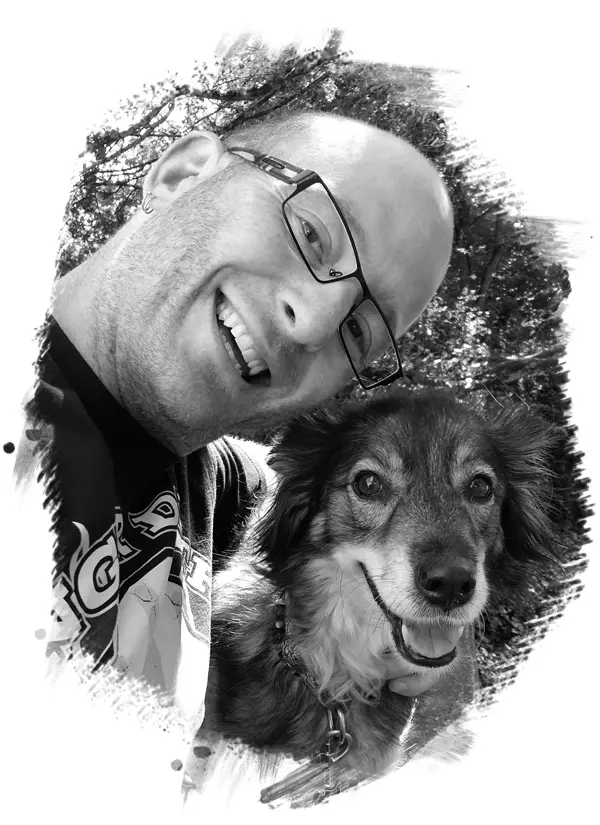 Robert mit seinem Hund Mimi als treuen Partner